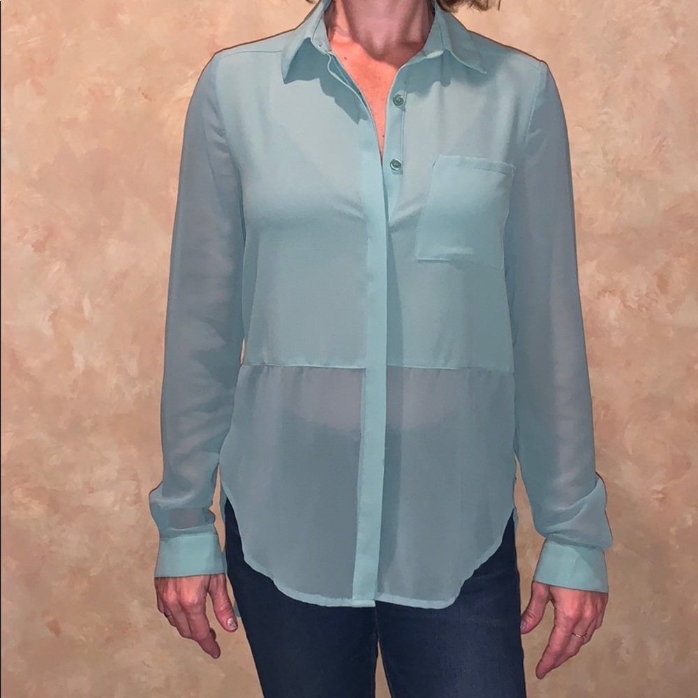Sage green button down